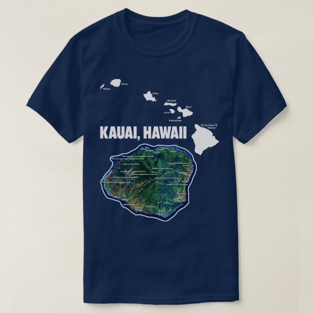 Kauai Hawaii With Hawaiian Islands T-Shirt (Design Front)