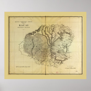 Kauai, Hawaiian Islands Map (1903) Poster