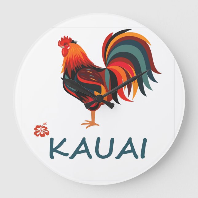 Kauai Hawaiian Rooster Country Clock (Front)