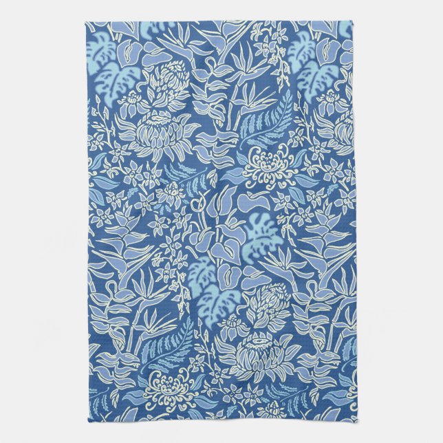 Kauai Morning Hawaiian Protea Floral Tea Towel (Vertical)