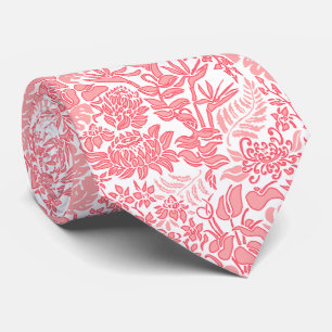 Kauai Morning White Hawaiian Floral Soft Guava Tie