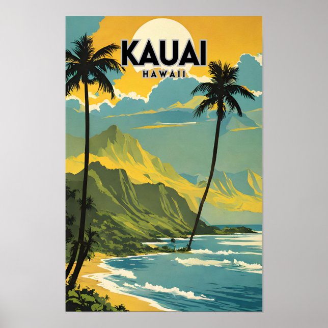 Kauai Nostalgic Travel Poster (Front)
