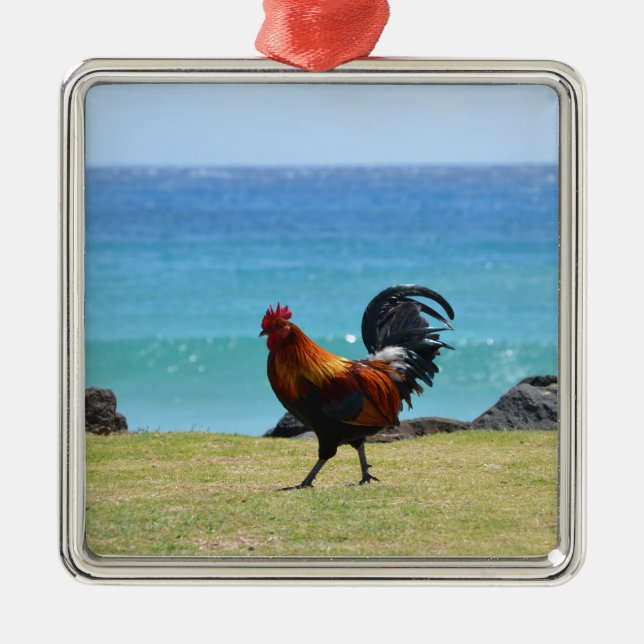 Kauai rooster metal tree decoration (Front)