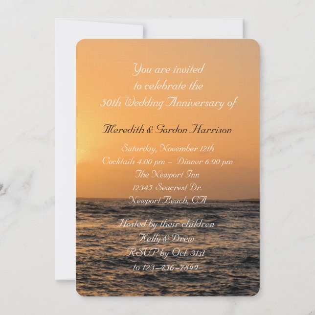 Kauai Sunset Wedding Anniversary Invitation (Back)