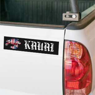 KAUAI - Tribal Honu HIFlag Bumper Sticker