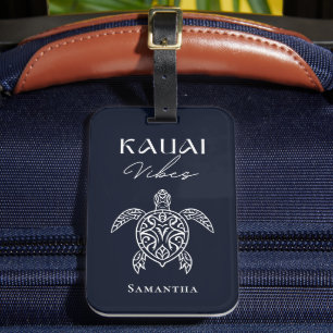 Kauai Vibes Tribal Sea Turtle Personalised Luggage Tag