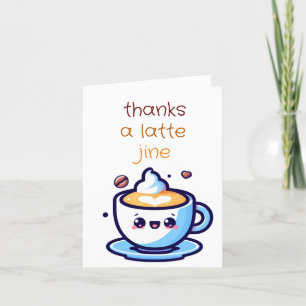 kawai  A Latte Coffee Thank You Cards