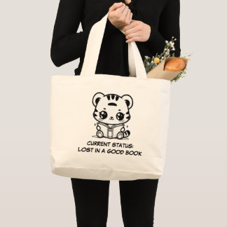 Kawai Bookworm Tiger Large Tote Bag