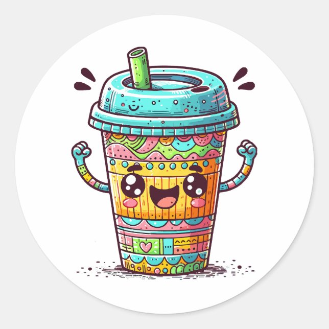 Kawai Coffee Classic Round Sticker (Front)