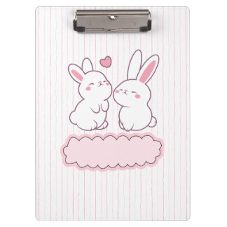 Kawai pink rabbit clipboard