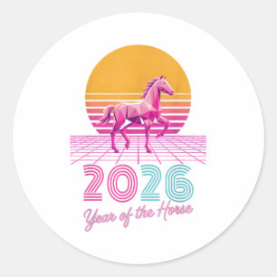 Kawaii 2026 2026 Year Of The Horse Lunar Cowgirl Z Classic Round Sticker