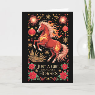 Kawaii 2026 Year Of The Horse Zodiac Cowgirl Fortu Card