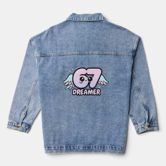 Kawaii "67 Dreamer" – Cute Pastel Angel Number Denim Jacket