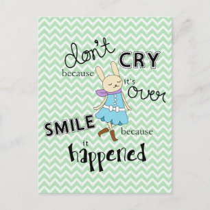 Kawaii Adorable Bunny Cartoon Inspirational Quote Postcard