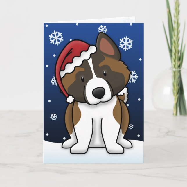 Kawaii Akita Christmas Card (Front)