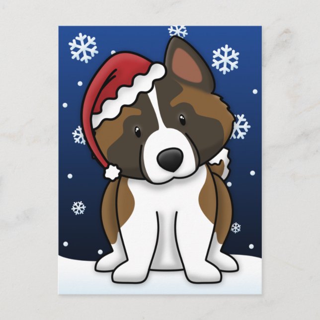 Kawaii Akita Christmas Postcard (Front)