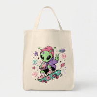 Kawaii Alien Skater Bubble Tea Design