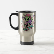 Kawaii Alien Skater Bubble Tea Design