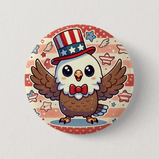 Kawaii American Eagle 6 Cm Round Badge