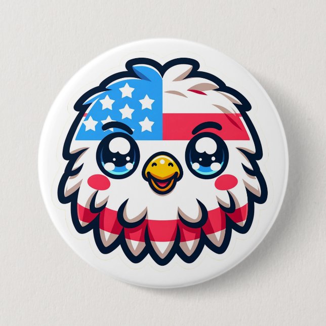 Kawaii American Eagle 7.5 Cm Round Badge (Front)