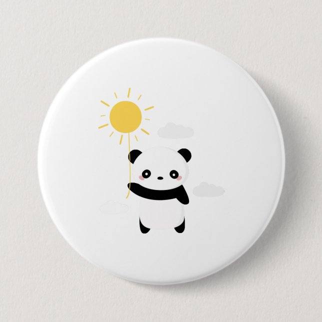 Kawaii and cute panda sunshine 7.5 cm round badge (Front)