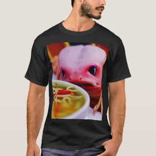 Kawaii Angry Axolotl Eating Ramen Noodles Girls T-Shirt