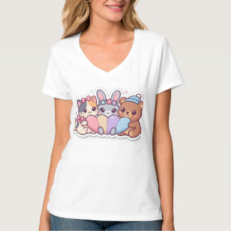 Kawaii Animal Friends Heart T-Shirt