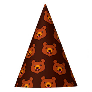 Kawaii Animal Lover Cartoon Brown Bear Party Hat