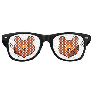 Kawaii Animal Lover Cartoon Brown Bear Retro Sunglasses