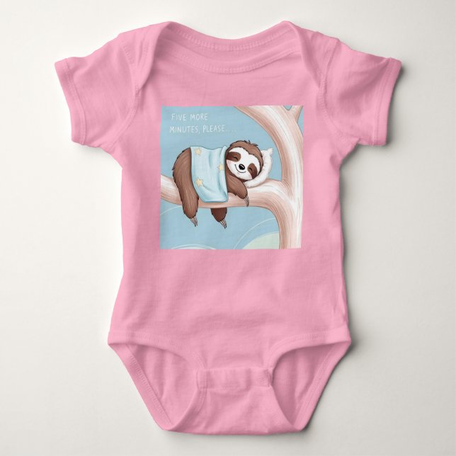 Kawaii Animals / Sleepy Bear Sleeping with Shellly Baby Bodysuit (Front)