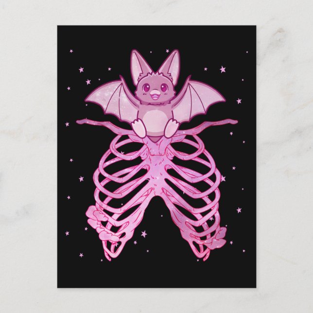 Kawaii Anime Animal Pastel Goth Bat Postcard (Front)