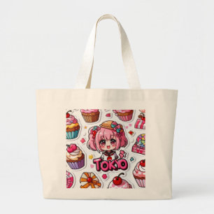 Kawaii Anime Art Japanese Pop Culture Large Tote Bag