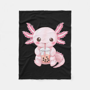 Kawaii Anime Axolotl Boba Fleece Blanket