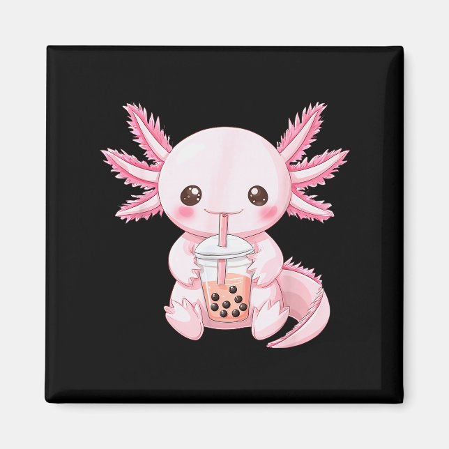 Kawaii Anime Axolotl Boba  Magnet (Front)