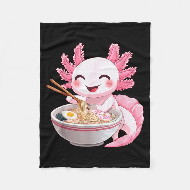 Kawaii Anime Axolotl Ramen  Fleece Blanket (Front)