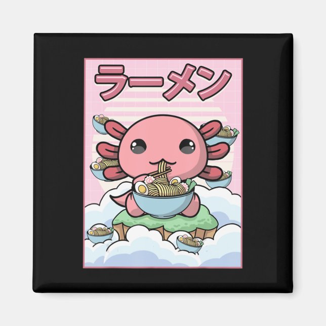Kawaii Anime Axolotl Ramen Noodle Women Men Boys G Magnet (Front)