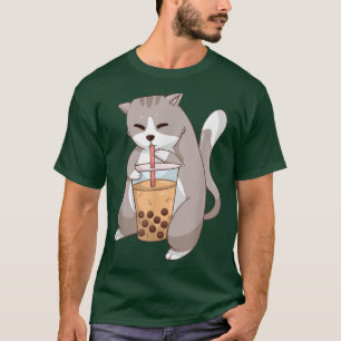 Kawaii Anime Cat Boba Tea Cute Kitten Cat Neko Bub T-Shirt