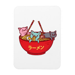 Kawaii Anime Cat Funny Adorable Japanese Ramen Magnet