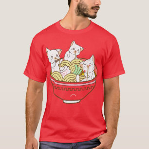 Kawaii Anime Cat Japanese Ramen Noodles  T-Shirt