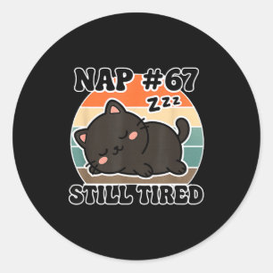 Kawaii Anime Cat Nap 67 Quote 6 7 Meme Graphic Tee Classic Round Sticker
