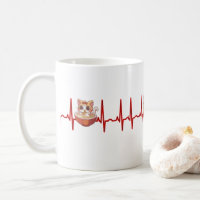 Kawaii Anime Cat Ramen Noodles Otaku EKG Heartbeat