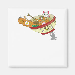 Kawaii Anime Cat Shirt Japanese Ramen Noodles Gift Magnet