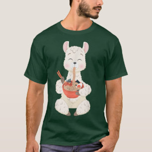 Kawaii Anime Cute Llama Eating Ramen Japanese Nood T-Shirt