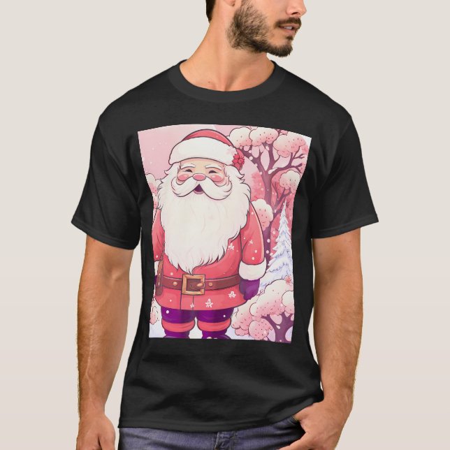 Kawaii Anime Cute Santa Christmas Snowy Sakura Sea T-Shirt (Front)