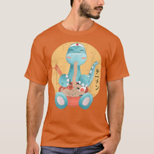 Kawaii Anime Dinosaur Eating Ramen Retro Japanese  T-Shirt