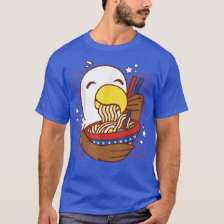 Kawaii Anime Eagle Eating Ramen Japanese Food  T-Shirt