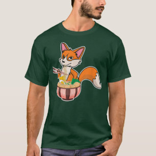 Kawaii Anime Fox Ramen Noodles Japanese T-Shirt