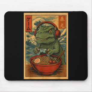 Kawaii Anime Gamer T-rex Ramen Retro Japanese Gami Mouse Pad