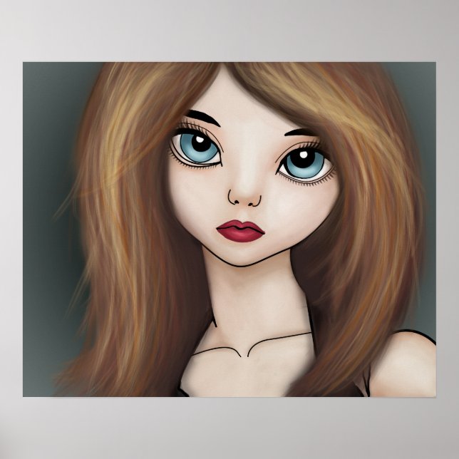 Kawaii Anime Girl Doll Manga Japanese Poster Print (Front)