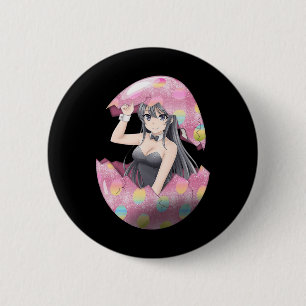 Kawaii Anime Girl Easter Bunny Egg Cute Waifu East 6 Cm Round Badge